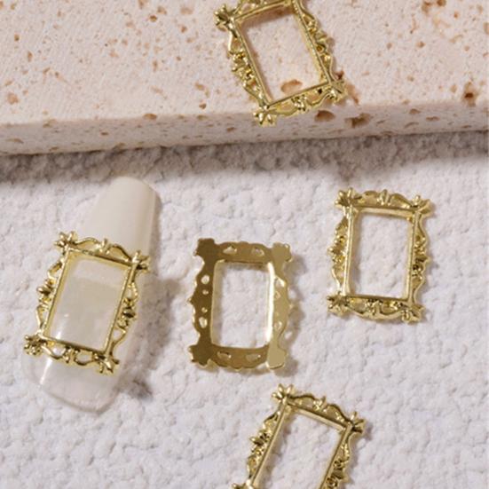 5Pcs/Set DIY Painting Frame Shape Nail Decor Exquisite Stylish Metal Manicure Art Decor