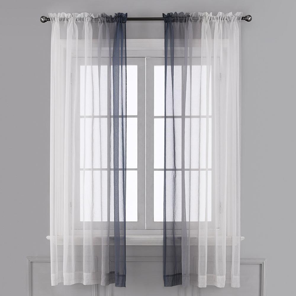 Solid Color Gradual Change Printing Curtain Screen Curtain Simple Window Screen Fabric Curtain Finished Balcony Living Room Bay Window Special Price