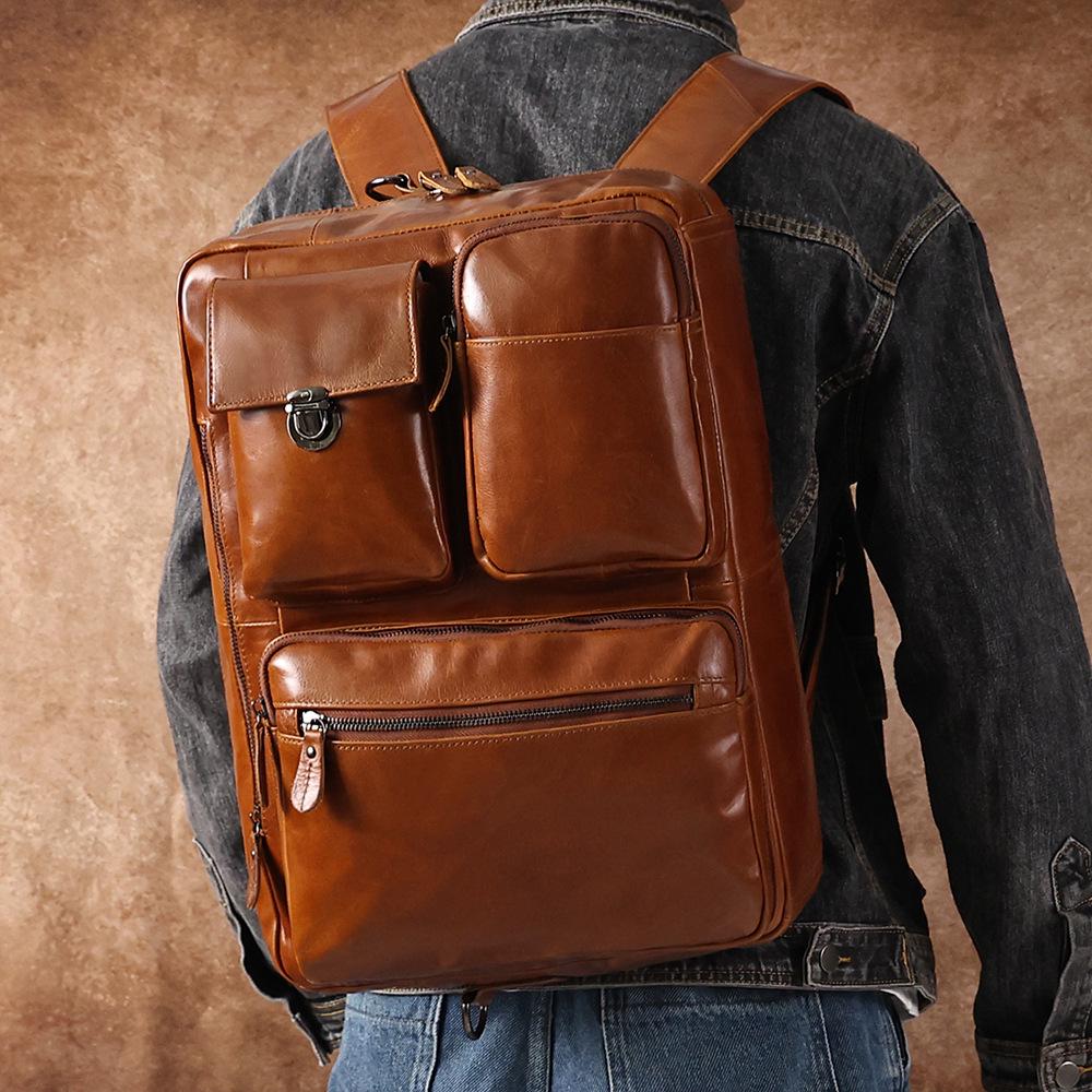 Men's Vintage Leather Multifunctional Crossbody and Backpack