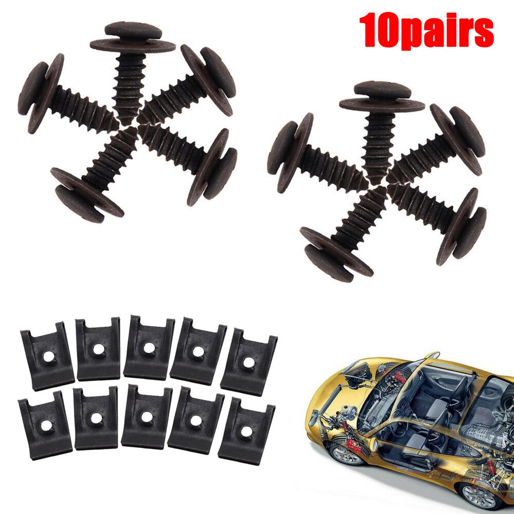 Long Lasting Metal U Type Clips for Secure Side Skirts and Trim 10 Sets Easy Installation Reliable Performance