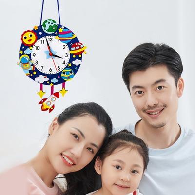 Kids Handmade Clock Toy DIY Making Non-woven Cartoon Clock Make Your