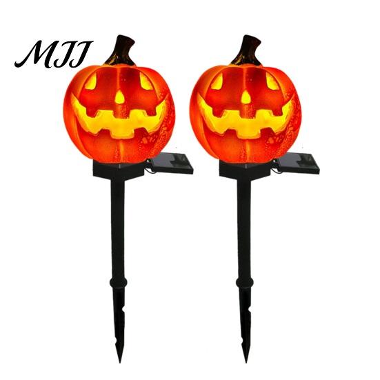 Rust Proof Metal Ground Insert Lights Solar Halloween Pumpkin Light, Waterproof Garden LED Outdoor Easy Install Soil Stakes Lamp with Stake