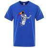 Space Astronaut Throw Meteor Graphic Tshirt Universe Stars Print Unisex Casual Short Sleeve Streetwear Space Lover Tee