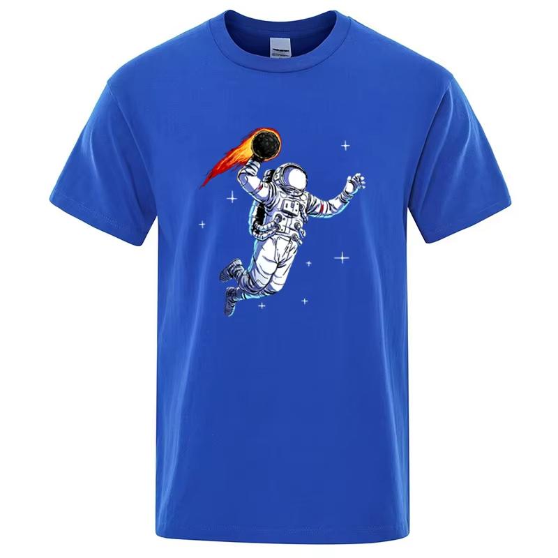 Space Astronaut Throw Meteor Graphic Tshirt Universe Stars Print Unisex Casual Short Sleeve Streetwear Space Lover Tee