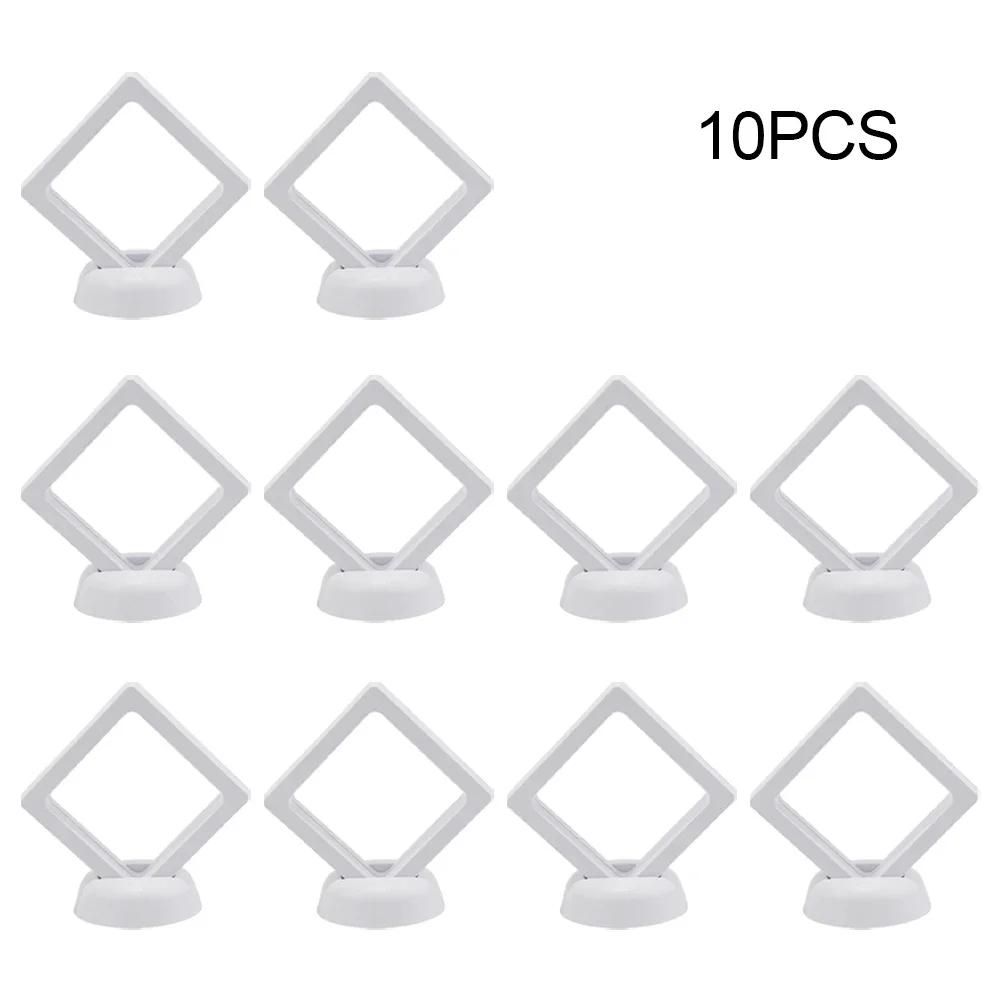 10PCS Jewelry Storage Box 3D Packaging Case Gemstone Floating Frame Membrane Ring Coin Display Case Necklace Display Holder