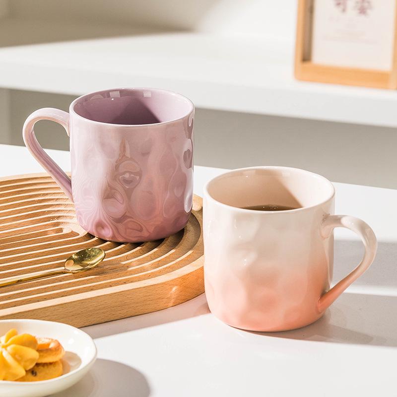 Gradient Ceramic Mug for Girls - Anti-Scald Underglaze Design, Perfect for Coffee or Breakfast
