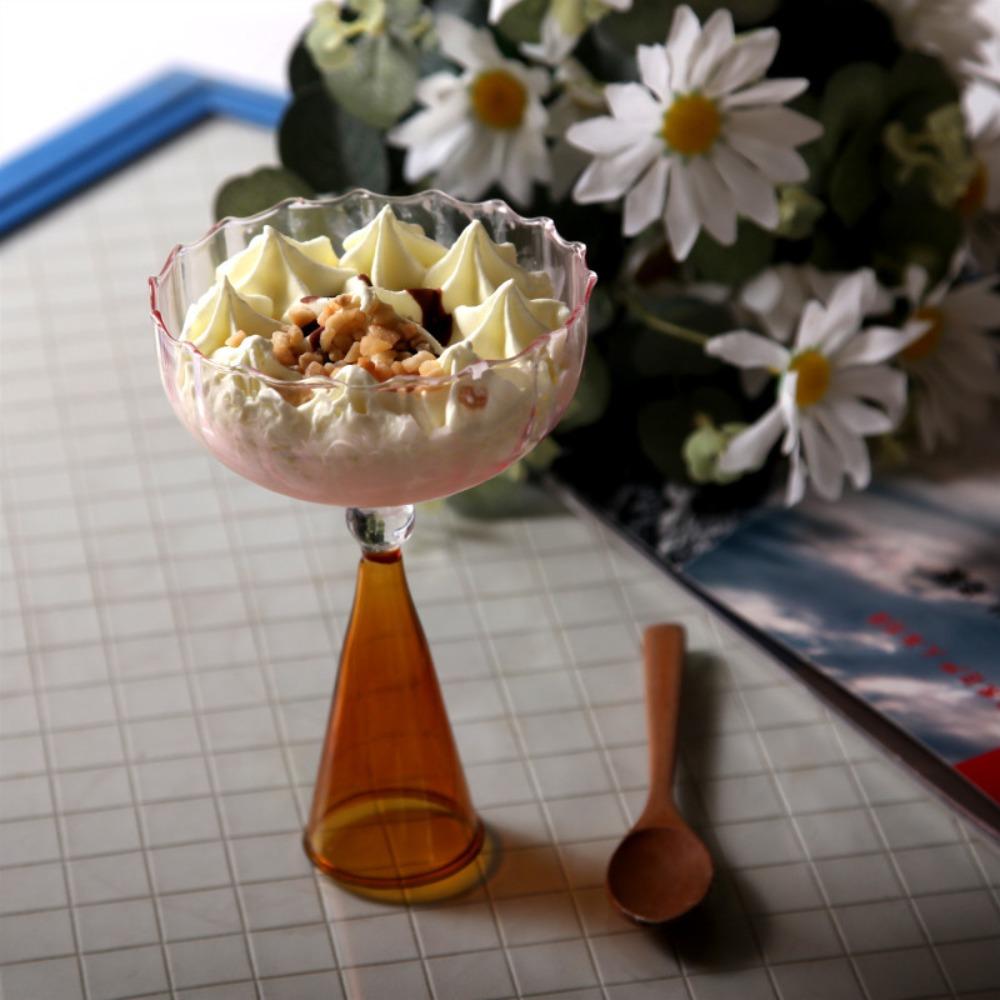 Irregular Shape Goblet Cup Ripple Style Dessert Cup Drinkware Colorful Glass Ice Cream Cup  Bar