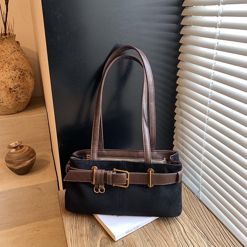 

Premium bag women s new fashion shoulder bag versatile niche underarm bag retro commuter bag чёрный