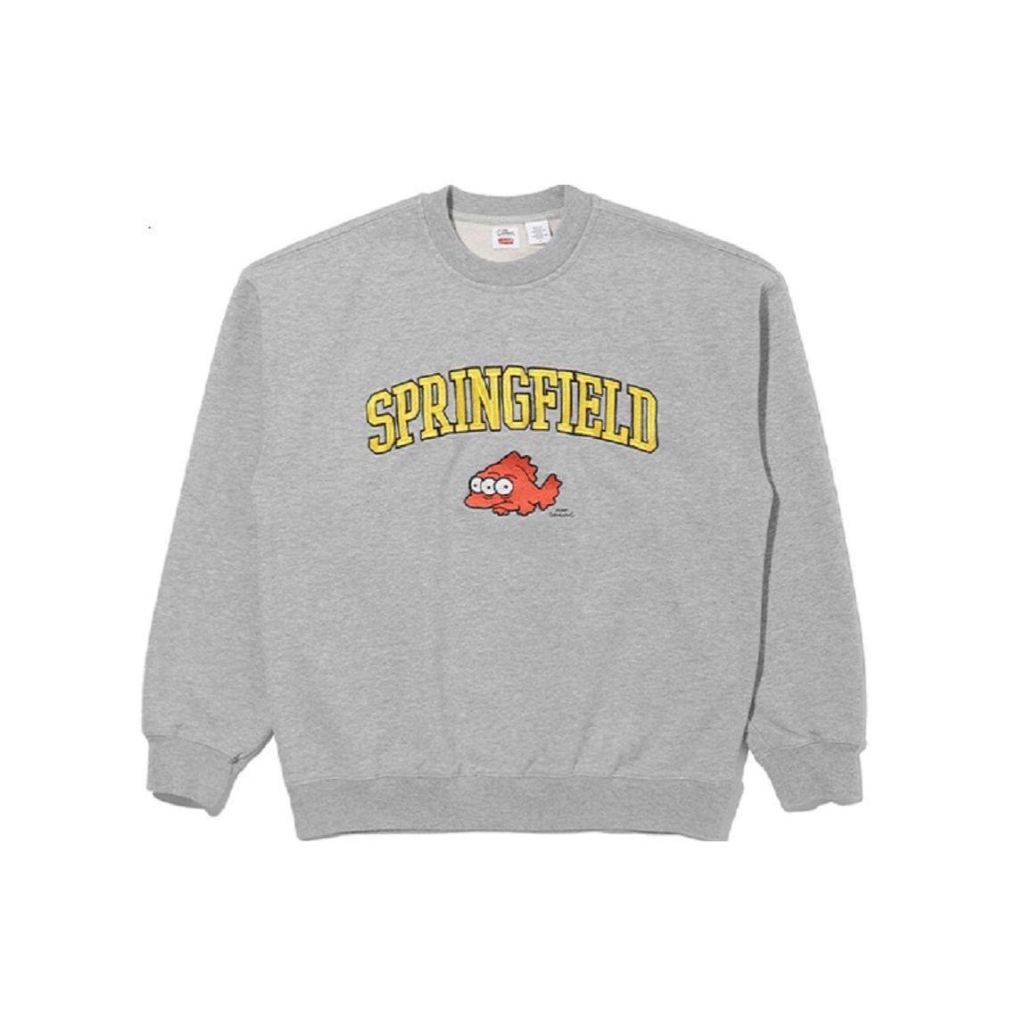 Levis X The Simpsons Коллаборация Принт с буквами Мультяшный узор Пуловер Толстовка Мужская Толстовка Серая A2056-0001 XS