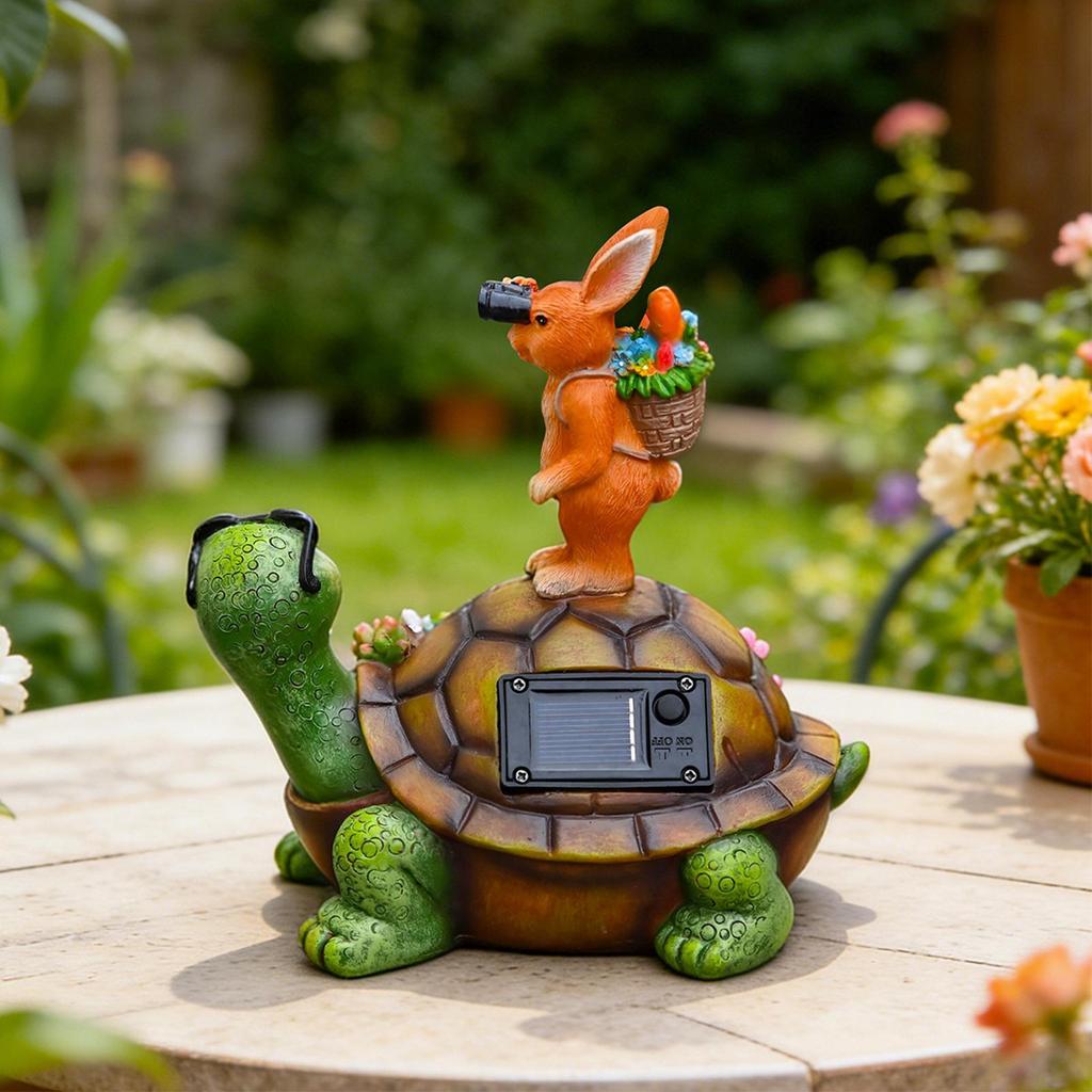NEW Outdoor Figurine Lights Bunny Turtle Figurine Garden Decor Patio Solar Animal Statue For Lawn Pathway Walkway Flower Bed