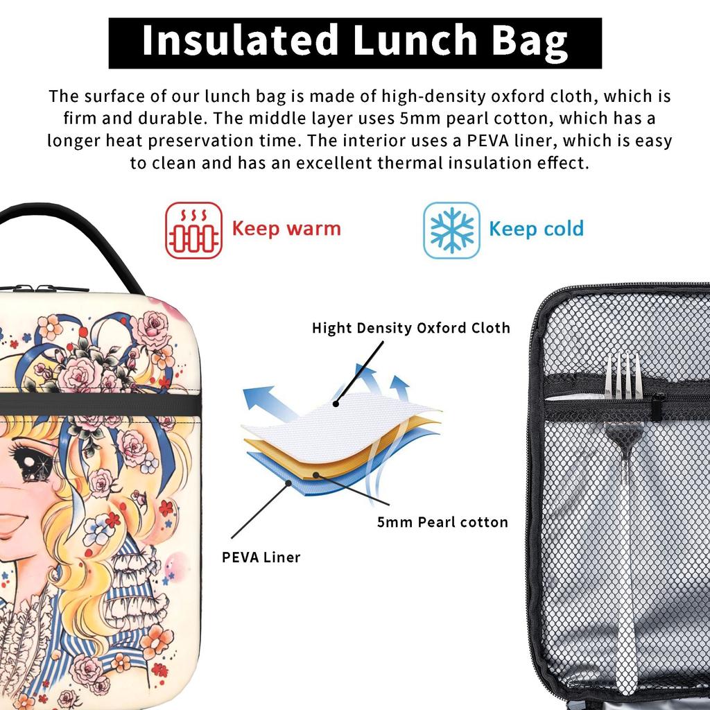 Candy Candy Lunch Bag  School Lunch Box For Child Funny Graphic Tote Food Bags Waterproof Portable Insulated Cooler Bag