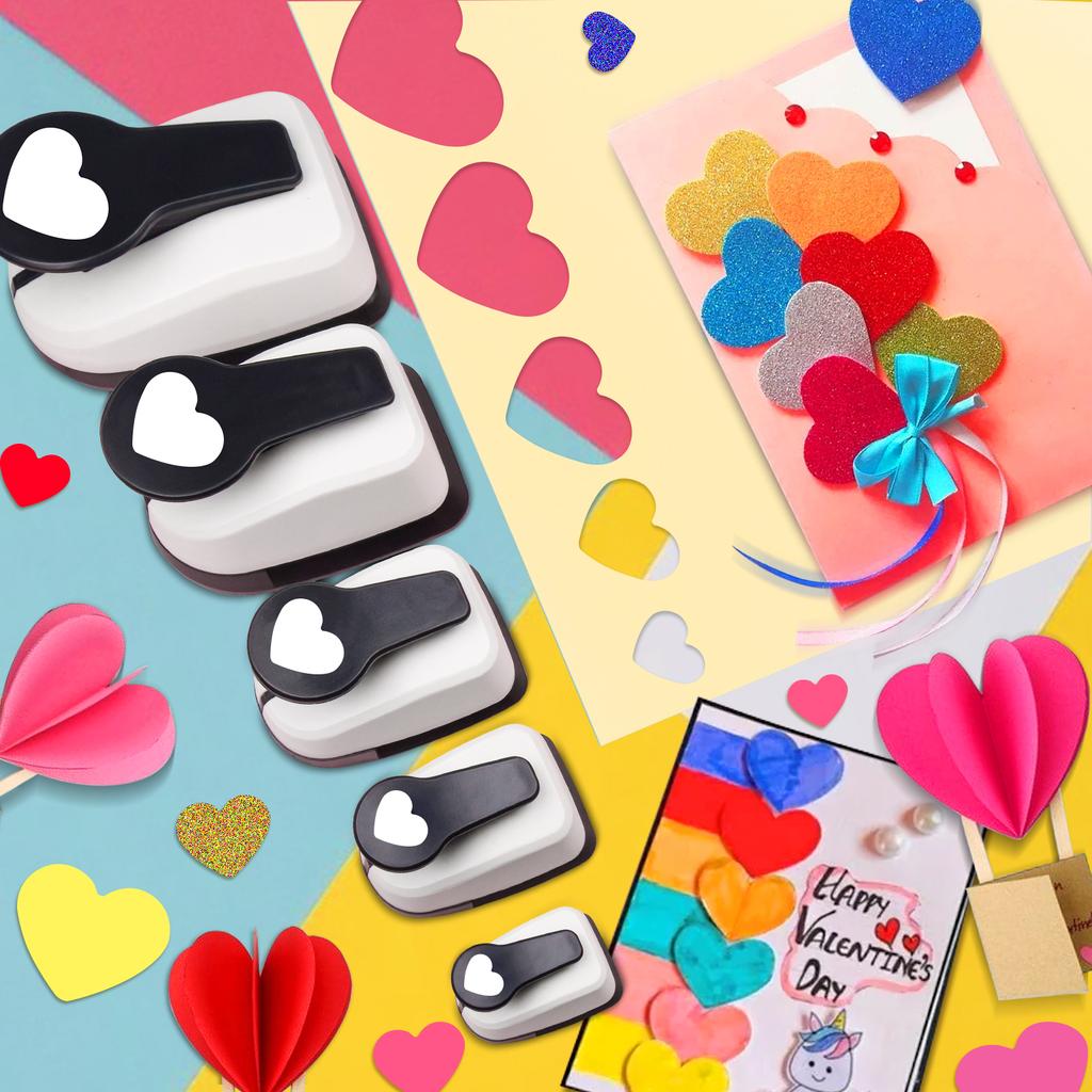 5 Stück Papierschneider für Bastelarbeiten Locher Werkzeugset 1 1,5 2 Zoll 9 16 25 38 50mm Herz Papierformen für Kartenherstellung Scrapbooking