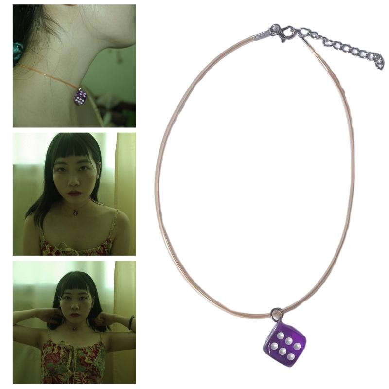 Resin Square Dices Pendant Necklace Party Jewelry Fashion Statement Choker Fashion Simple Adjustable Collar Necklace