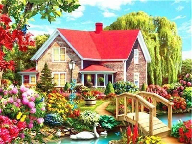 Seturi de pictură cu diamante, peisaj, strasuri, broderie cu diamante 5D, cu punct de cruce, mozaic, artizanat cu punct de cruce