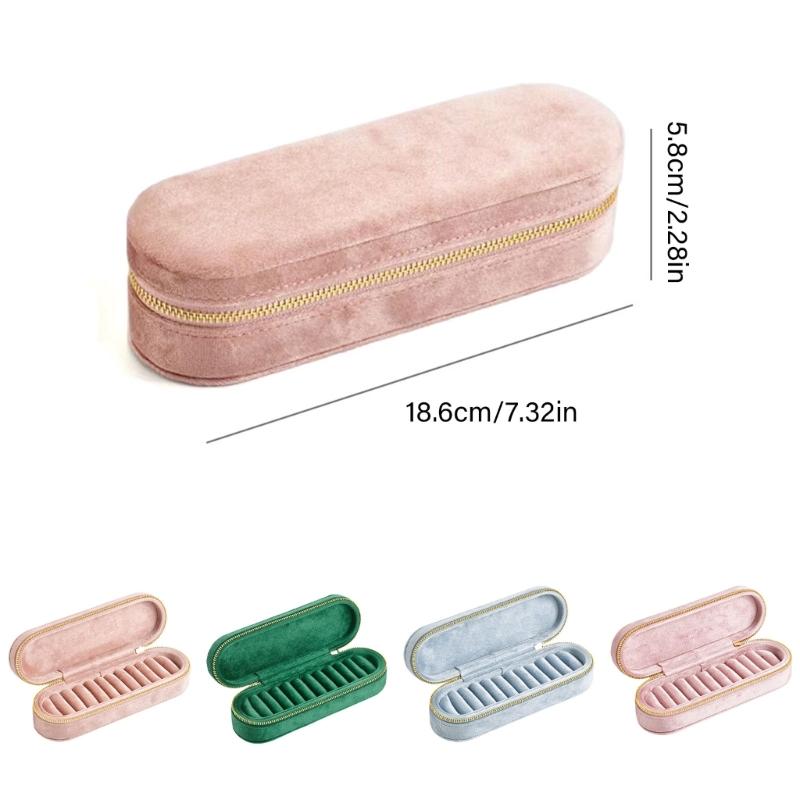 Plush Jewelry Case Portable Zippered Box Multiple Section Plush Jewelry Box with Zippers for Organizing Ornament