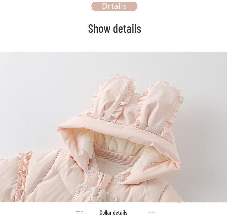 90% Weiße Entendaunen Baby Mädchen Winter Strampler - Leicht, Fleece-gefüttert, Verdickt zum Krabbeln im Freien