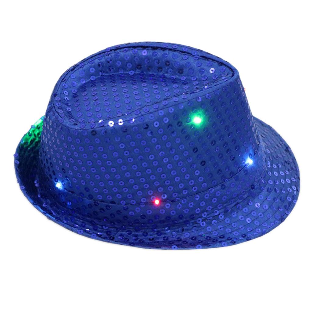 Lights Mardi Gras Sequin Light Up Fedora Hat Themed Party Fedora Hat Supplies Kids Blingbling Show Dance Jazz Hat