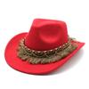 Retro Ethnic Style Tassel Felt Hat, Unisex Jazz Flat Brim Hat, British Wool Top Hat, Felt Hat