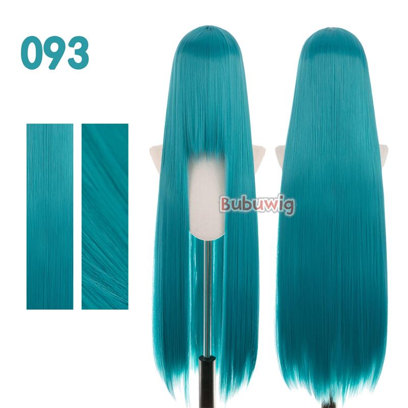 Bubuwig Synthetic Hair 100cm Long Straight Pure Color Cosplay Wigs Over 100 Colors Black White Red Blue Brown Wig Heat Resistant