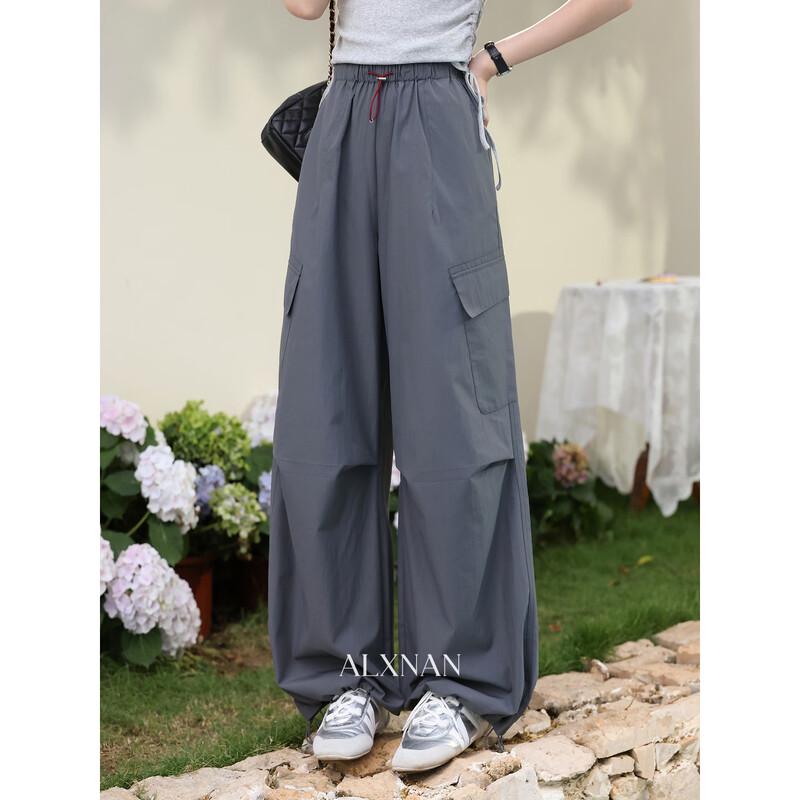 Women s Dark Grey Straight Wide-Leg Casual Pants S темно серый