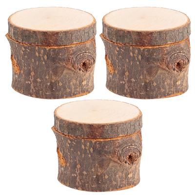 3pcs  Set Wooden Ring Box DIY Rustic Wedding Ring Holder Bearer Container Case for Valentines Day Anniversary