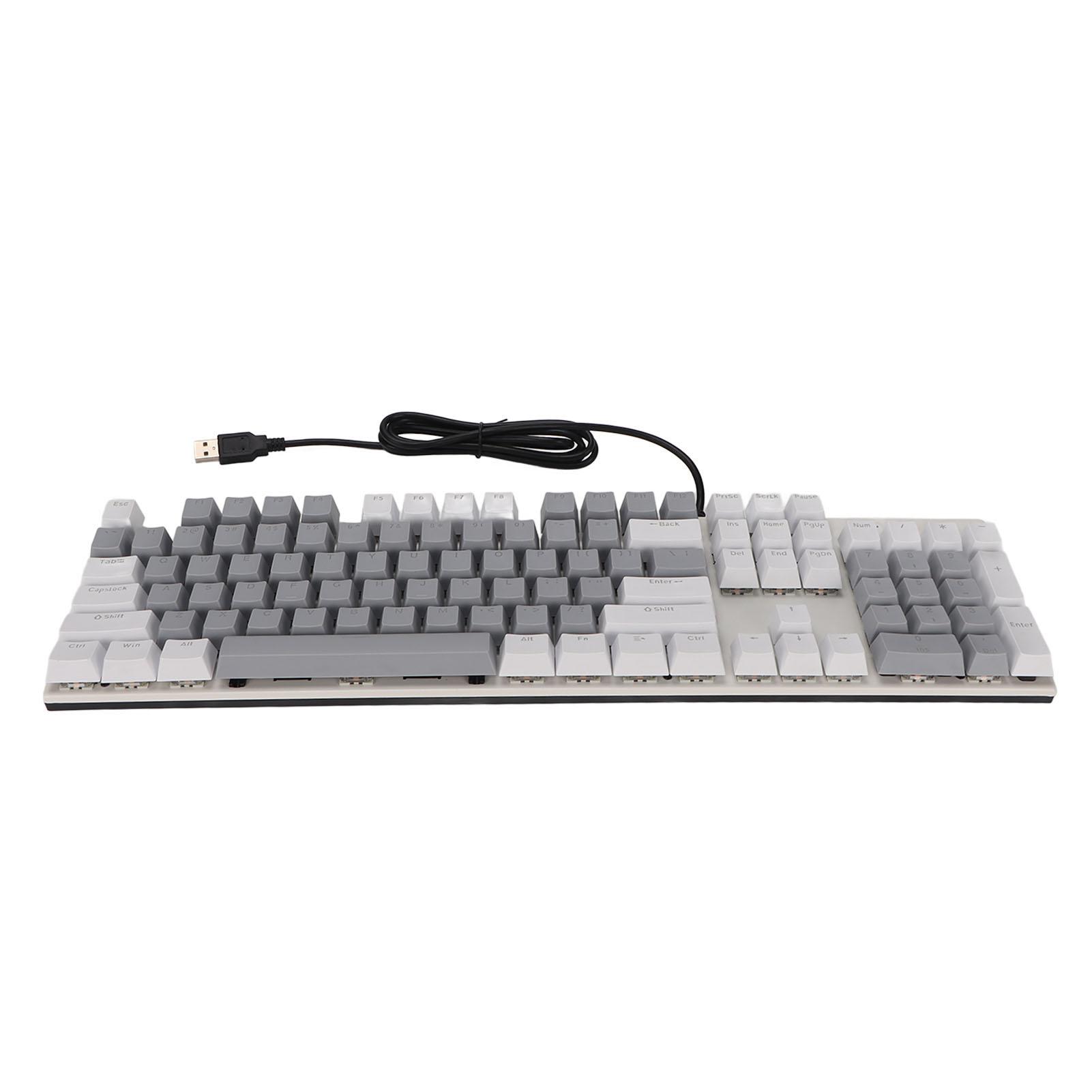 

104 Key Mechanical Keyboard Blue Switch RGB USB Wearproof Scratch Resistant Gaming Keyboard White серый