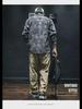 Men's Trendy Retro Plaid Jacquard Black Denim Shirt-Jacket, Autumn Loose Fit, Long-Sleeved, Casual Style.