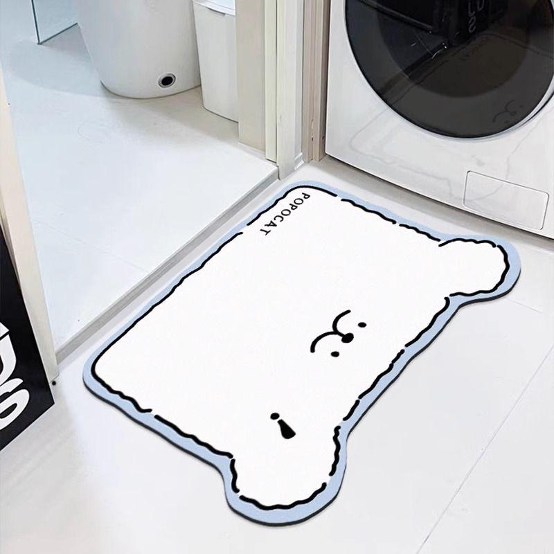 Line Puppy Diatom Mud Bathroom Mat Foot Mat Toilet Door Absorbent Floor Mat Cute Toilet Special-shaped Non-slip Mat