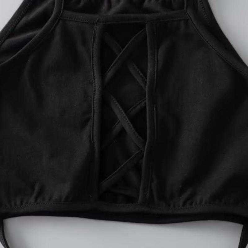 Summer Crop Tops Women Sleeveless Sexy Bandage T-Shirt Top Fashion Black Lace Up Tank Top Tumblr Ladies