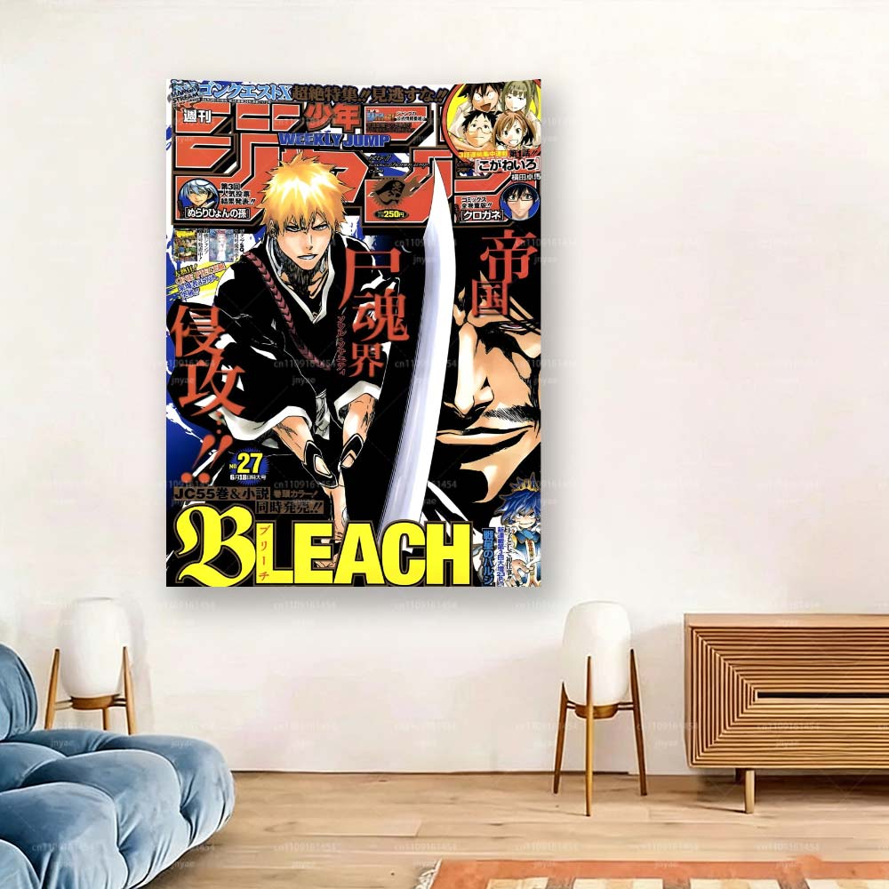 Bleach Anime Weekly Jump Cover Tapestry, Flat Print Ichigo Kurosaki Wall Hanging, Japanese Manga Decor For Bedroom & Fan Gift