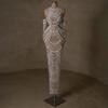 Nude sexy neck fishtail heavy industry beads pearl celebrity art test solo dress dress LA11091A