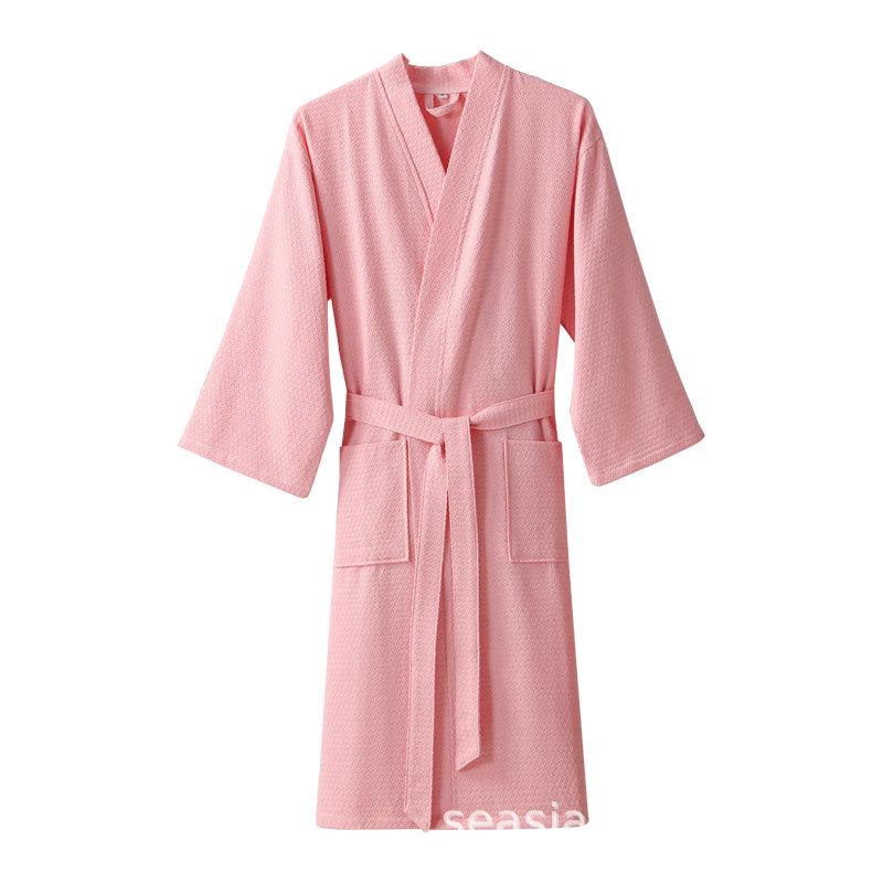 

Халат из чистого хлопкового вафельного хлопка Asia: Легкий, быстросохнущий, влагопоглощающий халат унисекс для весны, лета и осени. L красный