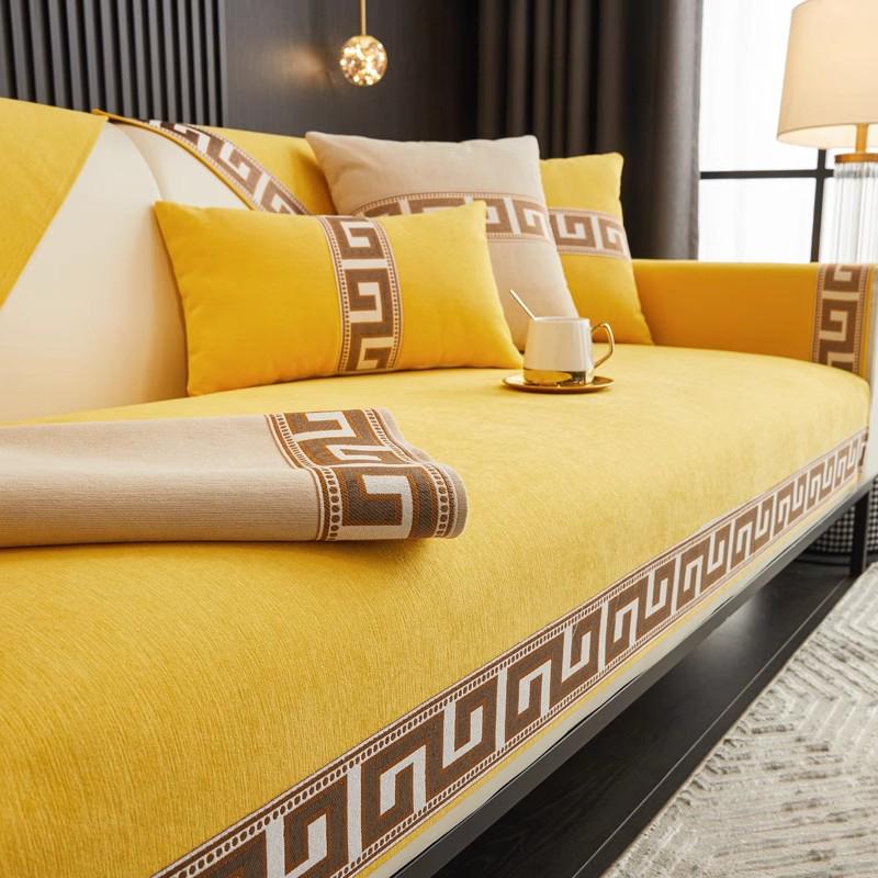 Four Season Universal Anti Slip Sofa Cushion Sofa Bed Combination Sofa Cover Chenier Chinese Style Dust-proof Couch Mat Decor