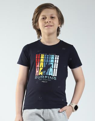 Jungen Rundhals-T-Shirt mit Aufdruck