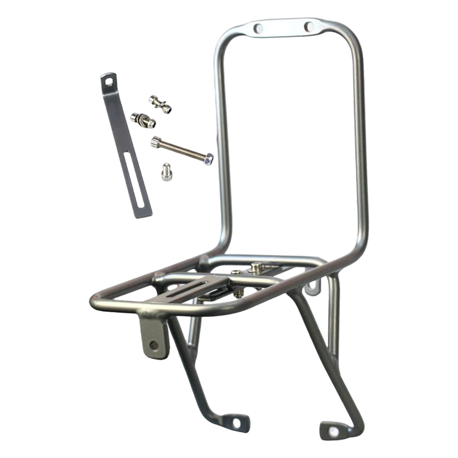 

Bicycle Front Cargo Rack Durable Aluminum Practical Pannier Carrier for V Brake Folding Bike Camping серебряный