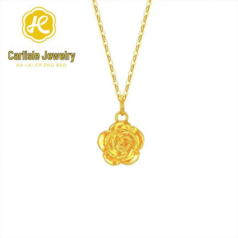 Shuibei 999 Fine Gold Slim Waist Necklace: 3D Hard Gold Women's Pendant Charm, Popular Live Broadcast Hot Seller.