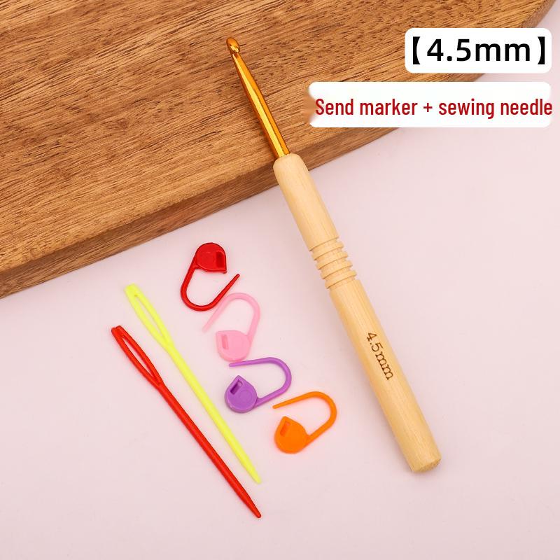 Set croșete din lemn rotunde pentru proiecte cu fir: Pulover, Păpușă, Papuci de casă și Pachet Material Tricotat