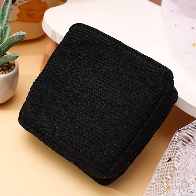 Fashion Makeup Lipstick Sanitary Napkins Case Mini Cosmetic Storage Pouch Women Corduroy Small Ins Travel Organizer Bags