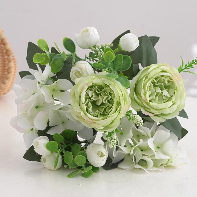 Artificial Flowers Silk Hydrangea Peony Wedding Bridal Bouquet Christmas Home Vase Outdoor Festival Diy Gift Decorative Ornament