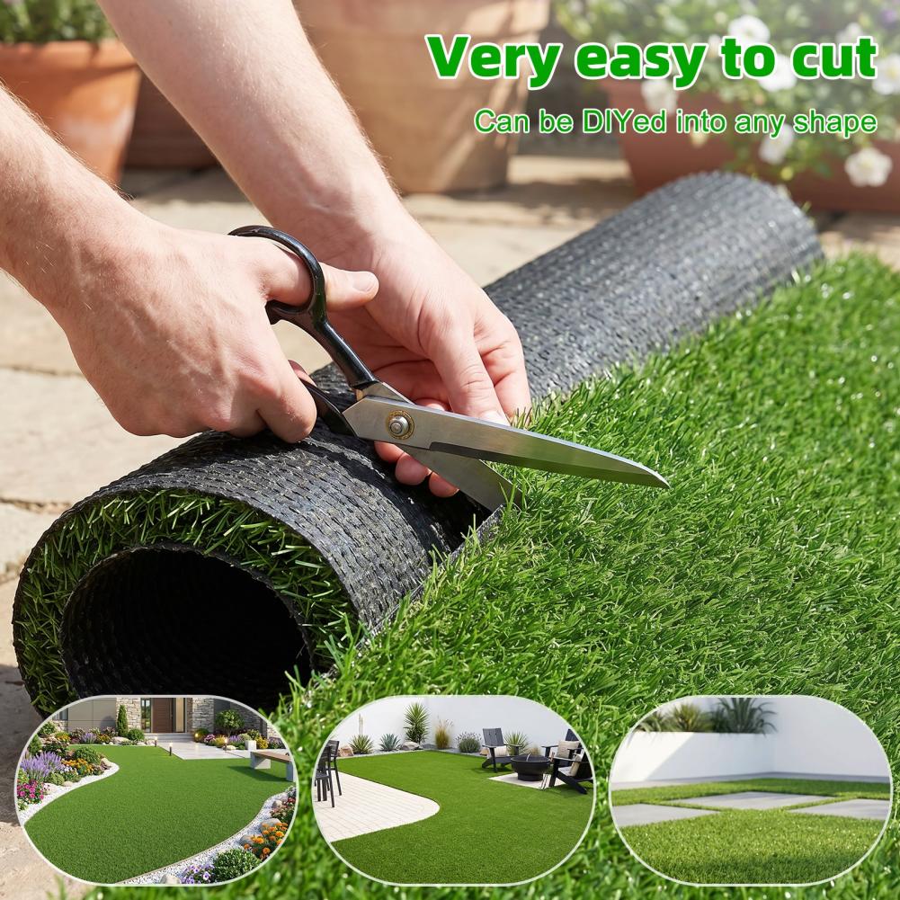 Large Artificial Grass Turf Rug, DIY Size Synthetic Grass Mat for Dogs, Drainage Holes Fake Grass Lawn for Indoor Outdoor