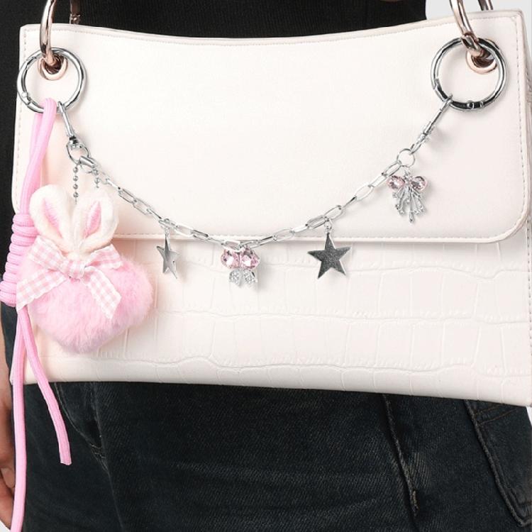 Bows Keyring Creative Car Key Chain Heart Keychain Braided Rope Keychain Ornament Plush Pompoms Bag Charm for Backpack