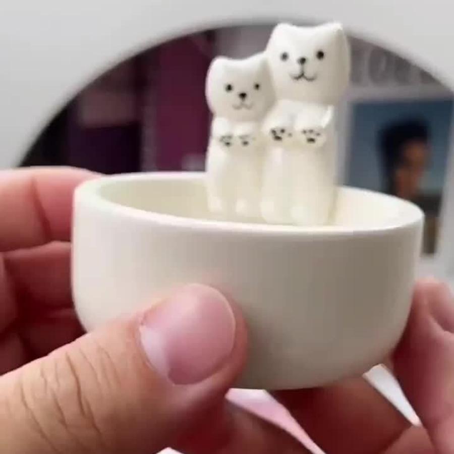 Cat Ceramic Candle Holder Cute Animal Shaped Home Decor for Bedroom Living Room Gift Valentine'S Day Home Decor