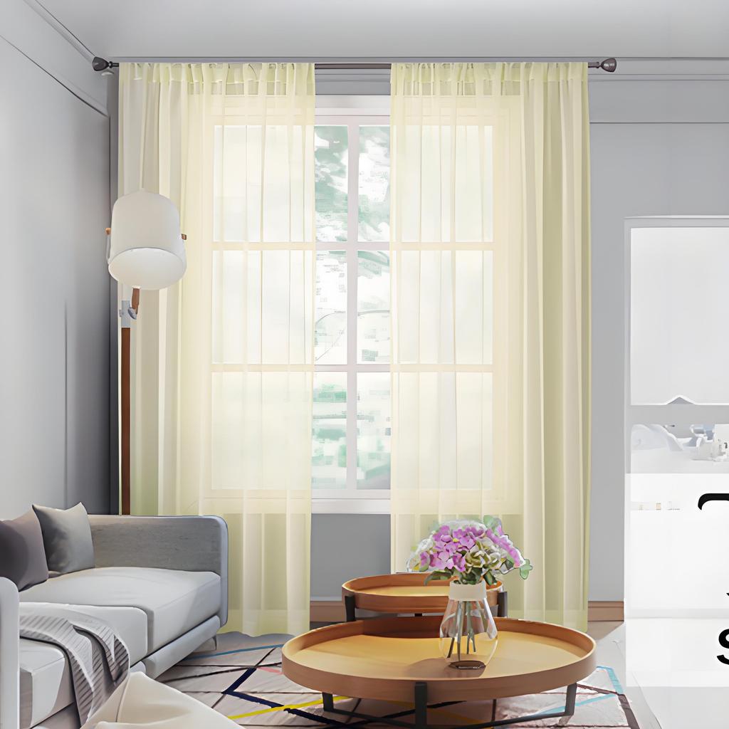 W132CM Sheer Curtains Curtain Sheers Light Filtering Rod Pocket Transparent Voile Curtains for Bedroom Living Room