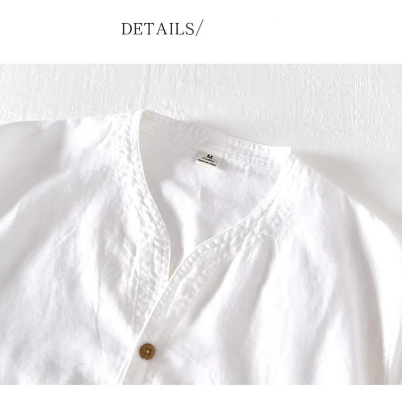 Letní trička Pánská V-výstřih Stojáček Bavlna Len Tričko s krátkým rukávem Jednoduchý styl Ležérní topy a trička Plážová cool trička Pánská