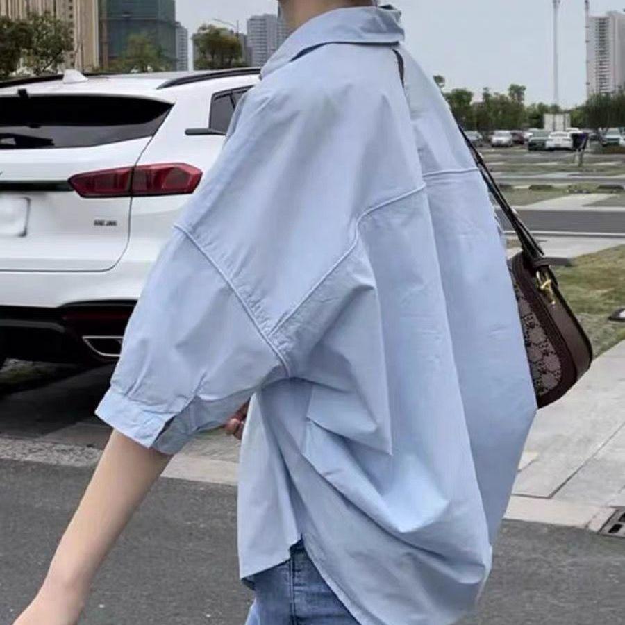 Mid-sleeve Thin Woman Blous Shir Summer Loose Fashion Irregular Shirt Casual Vacation Top Korean Women's Clothes