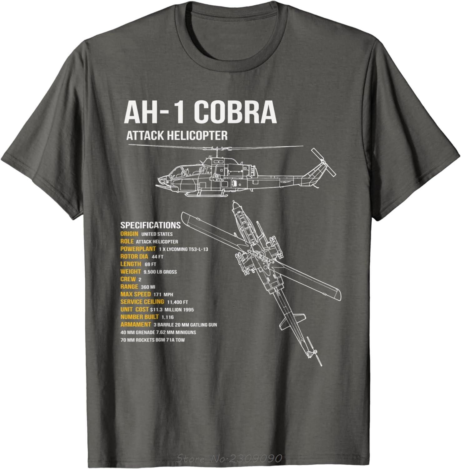 

AH1 Attack Helicopter Oversized Tshirt Casual Cotton Tshirt Summer Hip Hop Streetwear Mens Clothing Fashion Unisex Tops Tees S