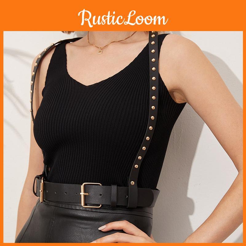 Leatherlike Black Womens Fashion Waist Belt With Adjustable Pin Closure For Spring Outfits
