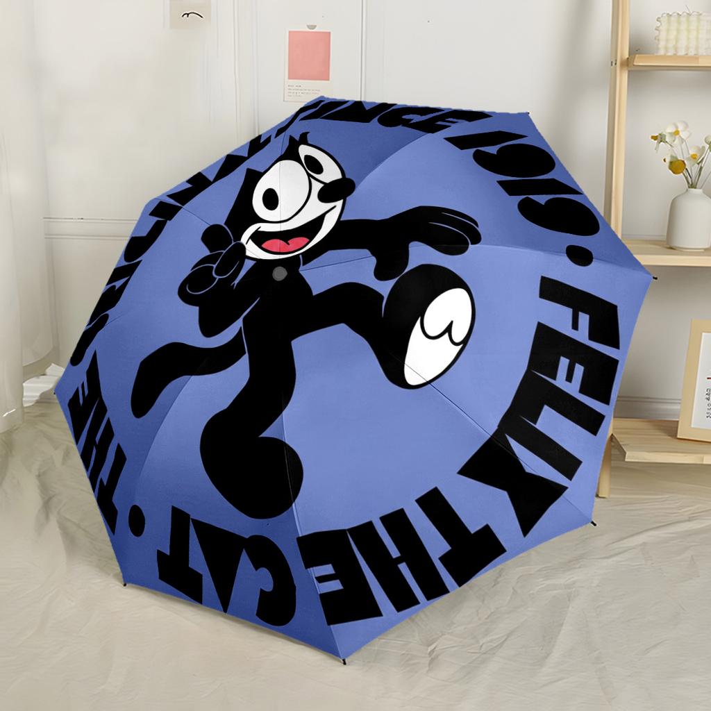 Happy Cat Icon Design Automatic Umbrella Retractable Design with 8-Rib Durability Sturdy Construction All-Season Umbrella for Travel Fashion Lovers