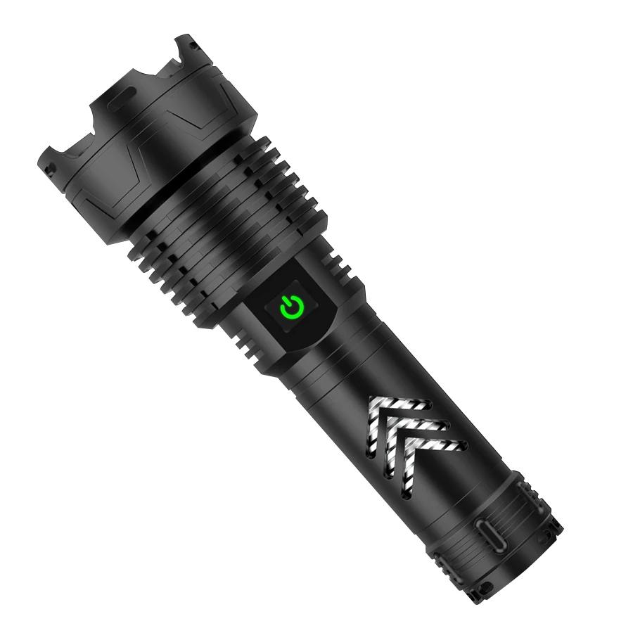 1PC Strong Light Flashlight Zoom Rechargeable Flashlight High Brightness Intelligent Built-in Large Lithium Battery Durable