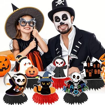 9 Stück/Set Kreative Halloween Waben Dekorationen 3D Gotischer Stil Halloween Tischdekorationen Partydekorationen Mehrfarbig